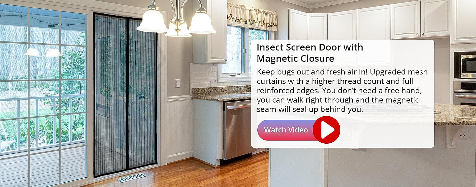 Insect Screen Door with Magnetic Closure Banner