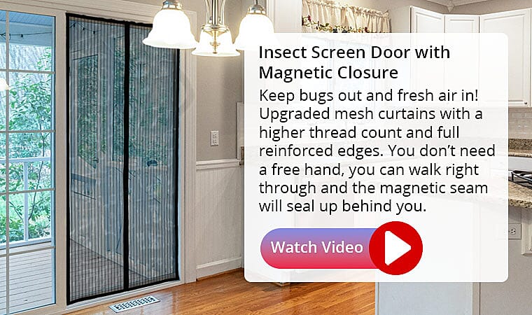 Insect Screen Door with Magnetic Closure Banner