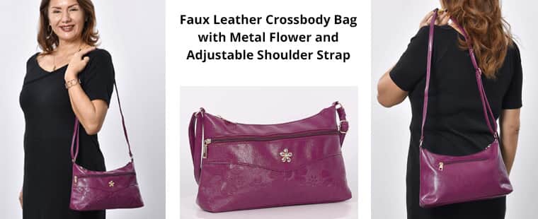 Shop LC Faux Leather Crossbody Bag with Shoulder Adjustable Strap