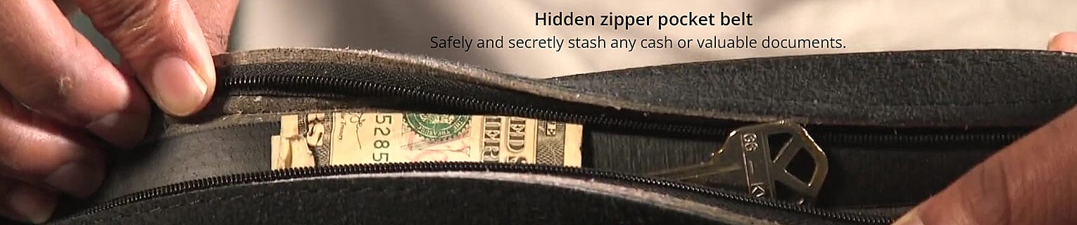 Hidden zipper pocket belt Banner