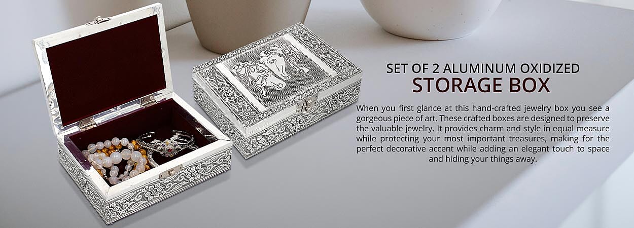 Oxidized Rose and Flower Embossed Storage Box Set Banner