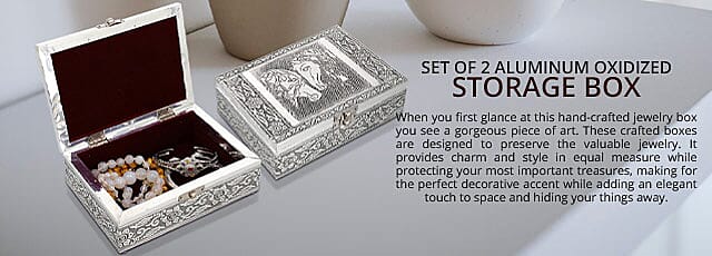 Oxidized Rose and Flower Embossed Storage Box Set Banner