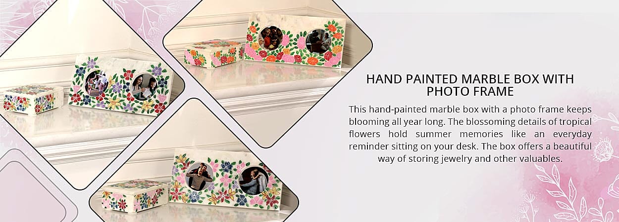 Hand Painted Marble Box with Photo Frame Banner