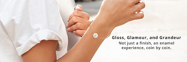 Initial Coin Paper Clip Bracelet in Sterling SilverBanner