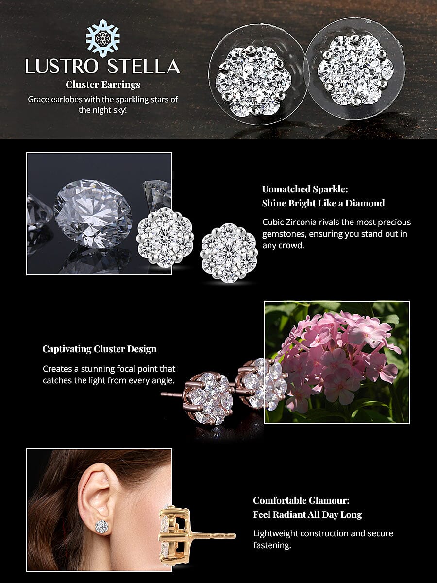 LUSTRO STELLA Made with Finest CZ Cluster Earrings Banner