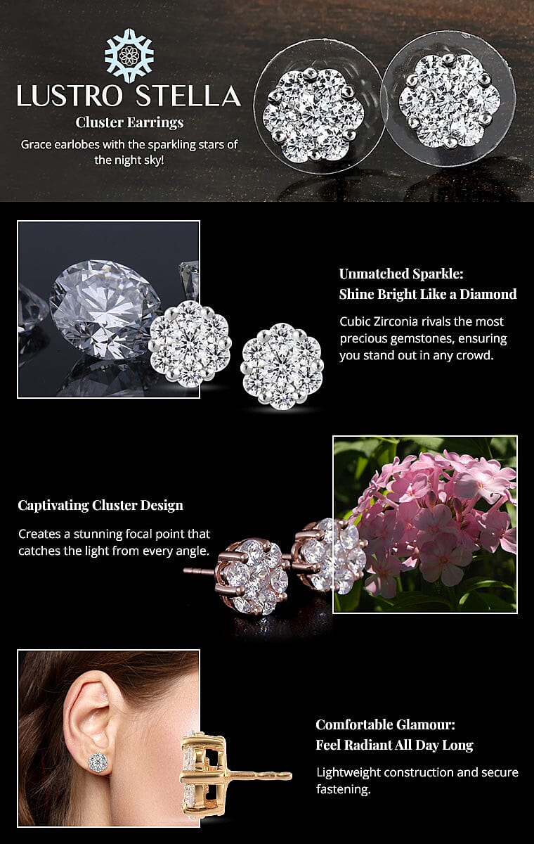 LUSTRO STELLA Made with Finest CZ Cluster Earrings Banner
