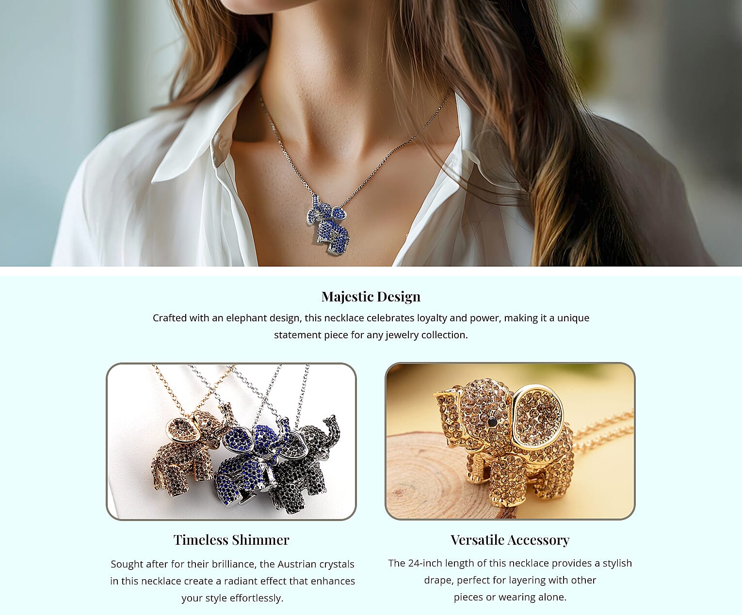 Crystal Elephant Pendant Necklace Banner