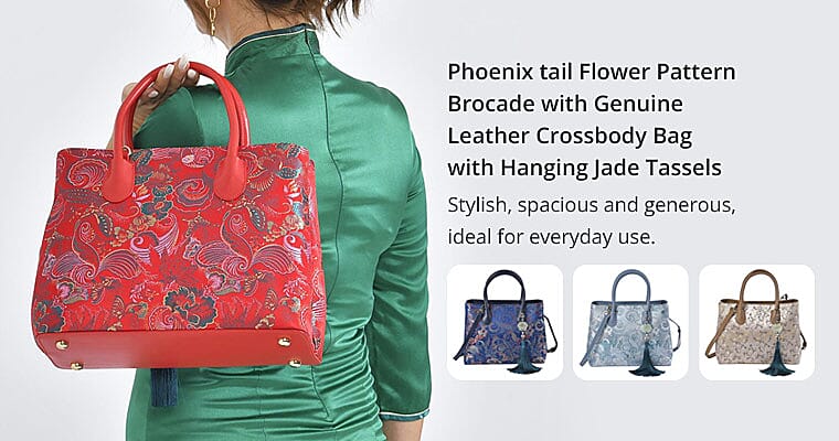 Crossbody Bag with Hanging Jade Tassels Banner