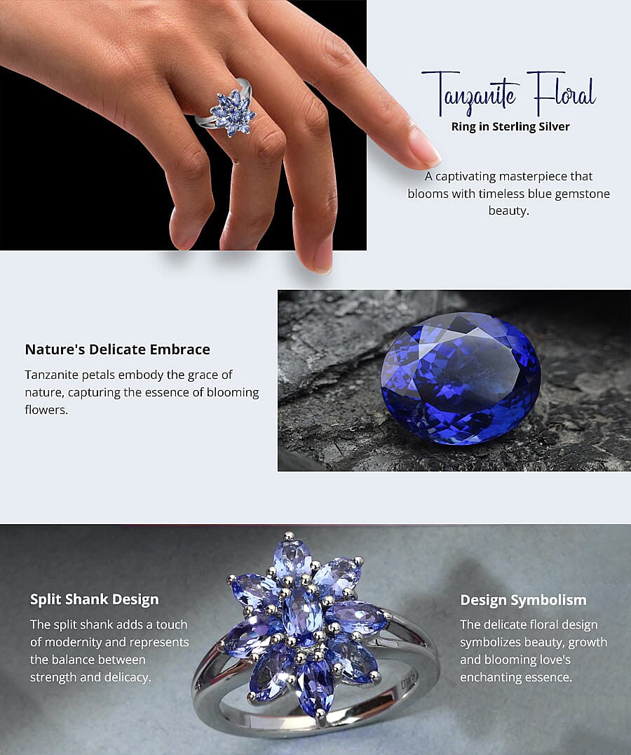 Tanzanite Floral Ring in Sterling Silver Banner