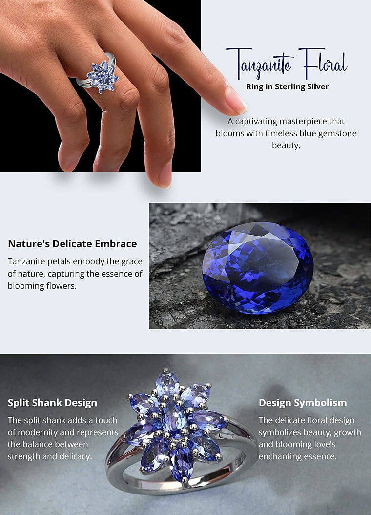 Tanzanite Floral Ring in Sterling Silver Banner