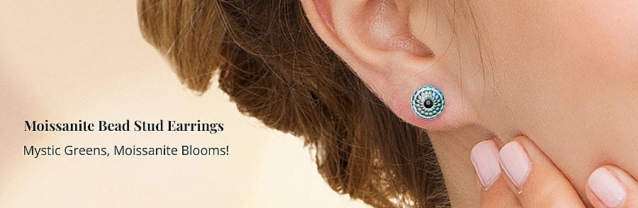 Moissanite Bead Stud Earrings Banner