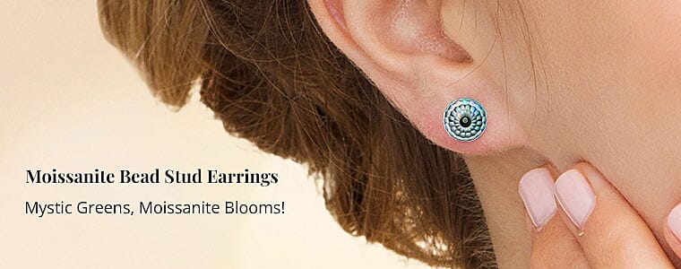 Moissanite Bead Stud Earrings Banner