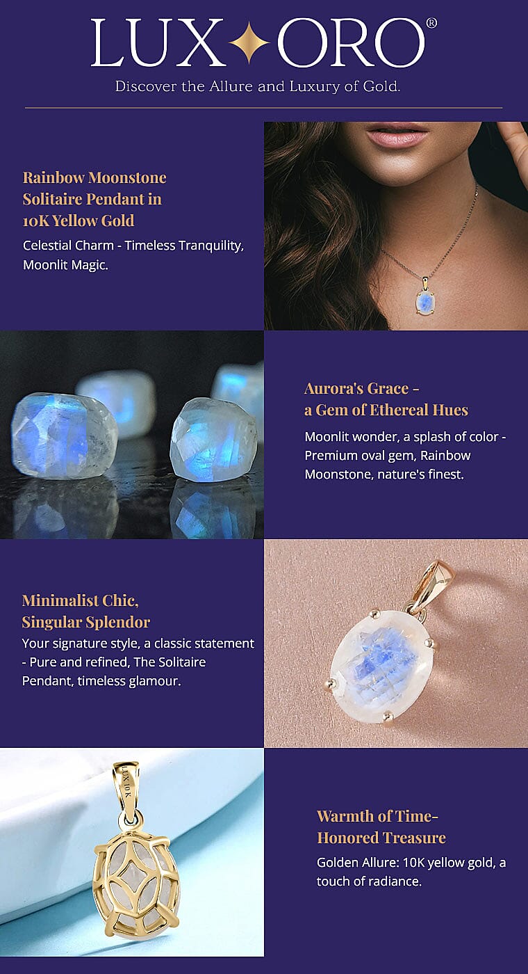 Luxoro Premium Rainbow Moonstone Solitaire Pendant Banner