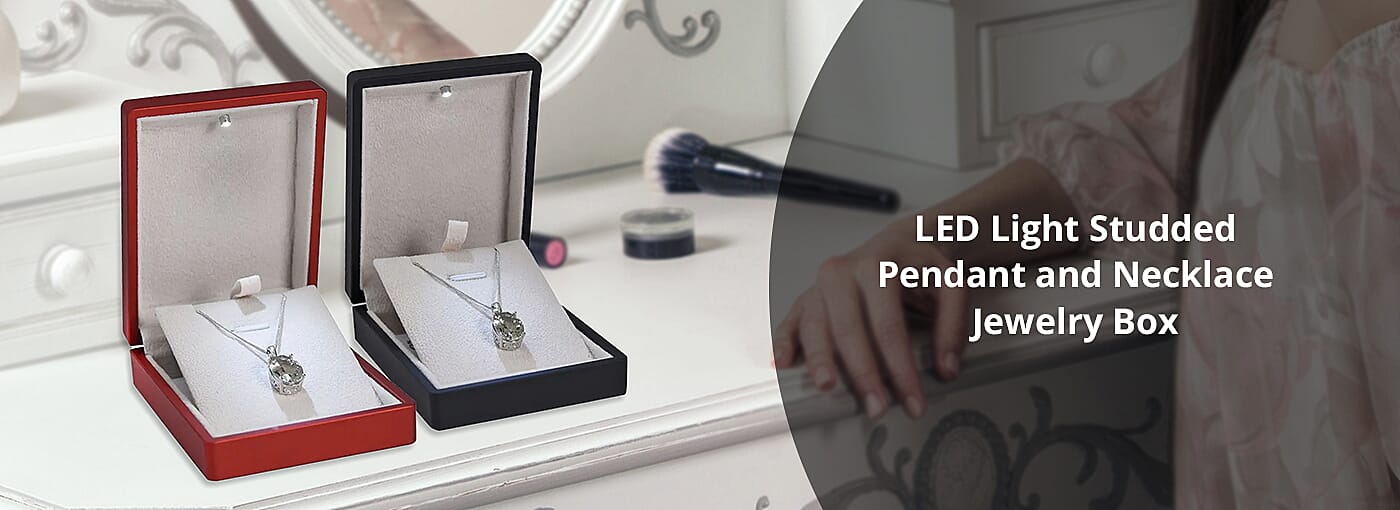 LED Light Studded Pendant and Necklace Jewelry Box Banner