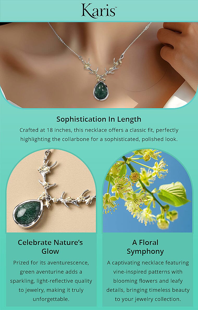 Karis Green Aventurine Necklace in 18K YG Plated and Stainless Steel Banner