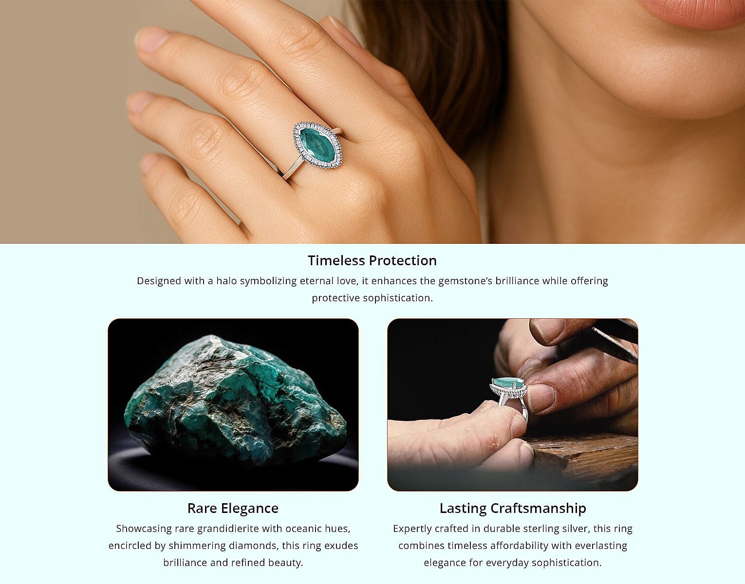 Grandidierite, Diamond 2.00 ctw Halo Ring in Platinum Over Sterling Silver Banner