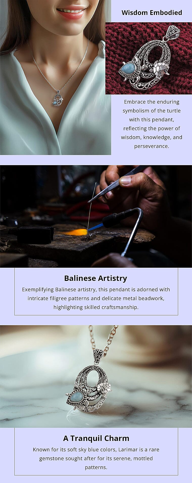 Bali Legacy Larimar Turtle Pendant Banner