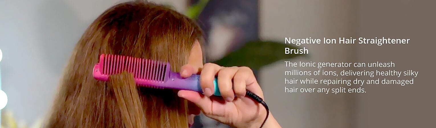 Negative Ion Hair Straightener Brush Banner