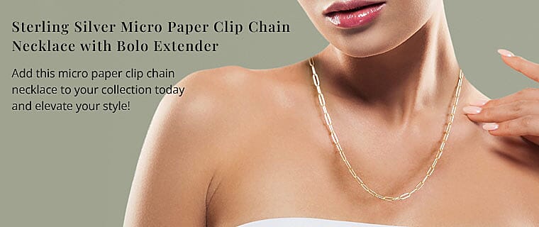 Sterling Silver Micro Paper Clip Chain Necklace  Banner