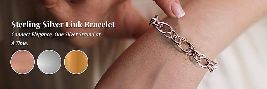 Sterling Silver Link Bracelet Banner