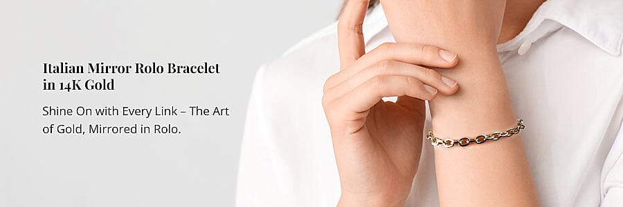 Italian Mirror Rolo Bracelet in 14K Gold Banner