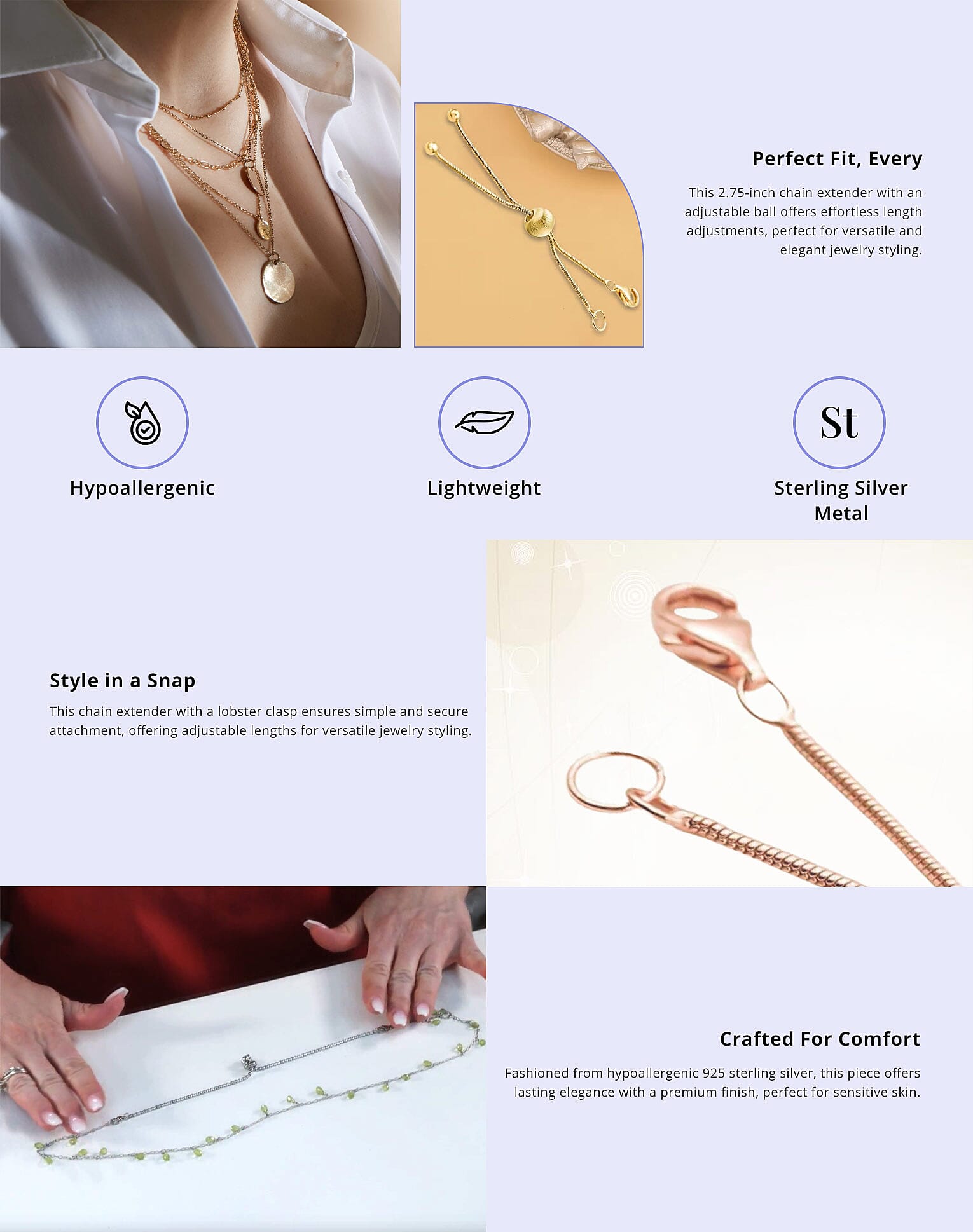 14K RG Over Sterling Silver Extender with Ball Banner