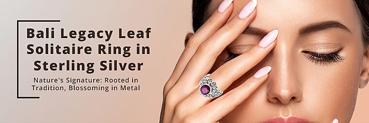 Bali Legacy Leaf Solitaire Ring in Sterling Silver Banner
