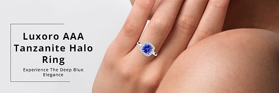 Luxoro AAA Tanzanite Halo Ring  Banner