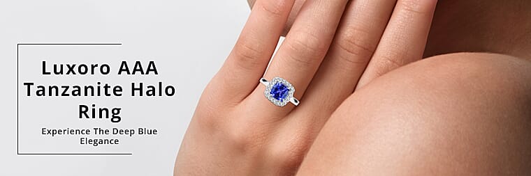 Luxoro AAA Tanzanite Halo Ring Banner