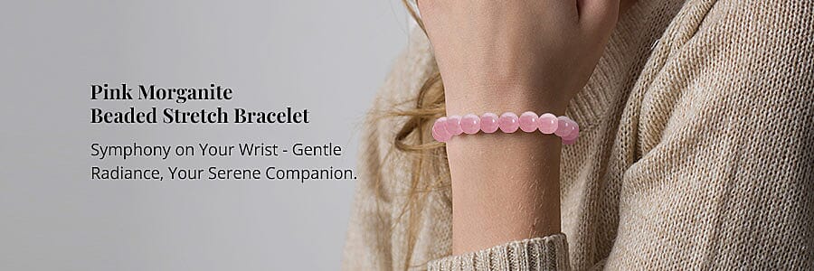 Pink Morganite Beaded Stretch Bracelet Banner