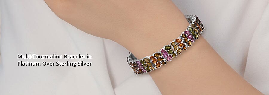 Multi-Tourmaline Bracelet in Platinum Over Sterling Silver Banner