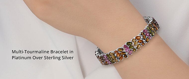 Multi-Tourmaline Bracelet in Platinum Over Sterling Silver Banner