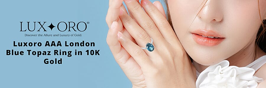 Luxoro AAA London Blue Topaz Ring in 10K Gold  Banner