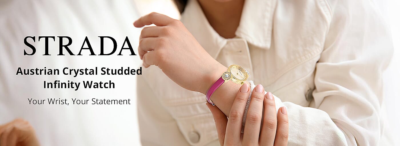 Strada Austrian Crystal Studded Infinity Watch Banner