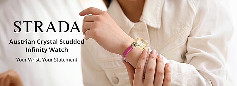 Strada Austrian Crystal Studded Infinity Watch Banner