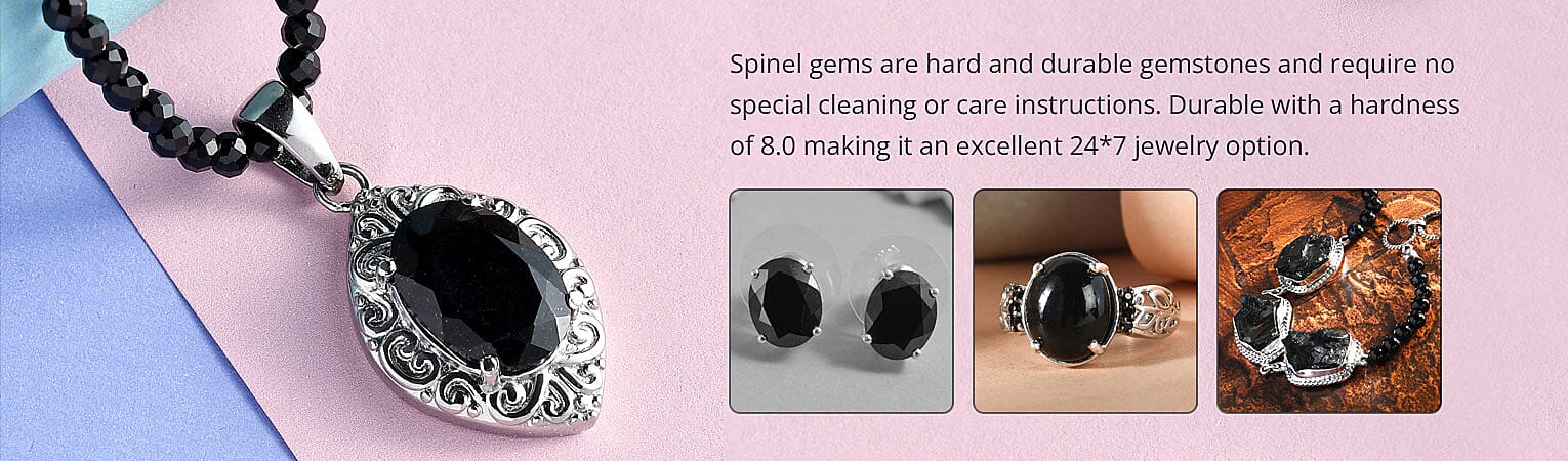 Buy Thai Black Spinel Tennis Bracelet in Rhodium Over