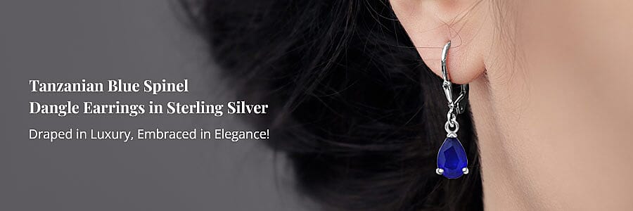 Tanzanian Blue Spinel Dangle Earrings in Sterling Silver Banner