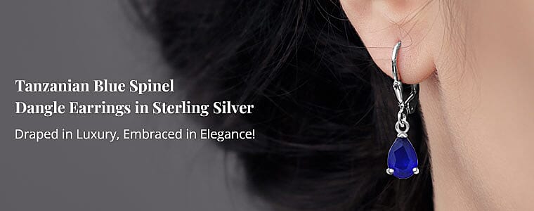 Tanzanian Blue Spinel Dangle Earrings in Sterling Silver Banner