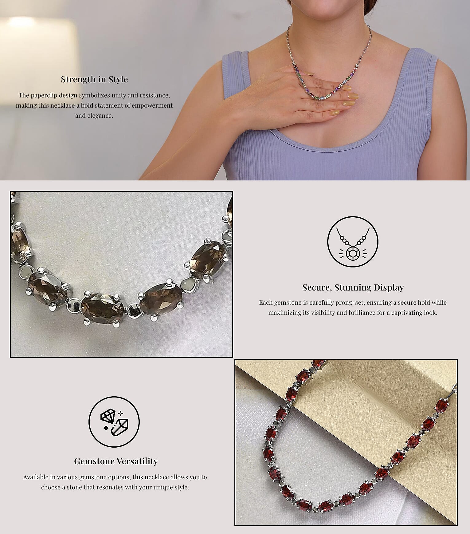 Paper Clip Chain Necklace in Platinum Bond and Stainless Steel Banner