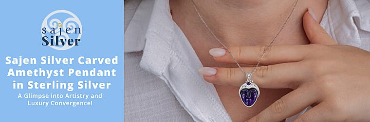 Sajen Silver Carved Amethyst Pendant Banner