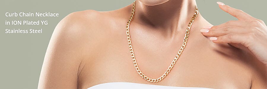 Curb Chain Necklace in ION Plated YG Stainless Steel Banner