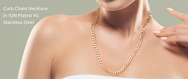 Curb Chain Necklace in ION Plated YG Stainless Steel Banner