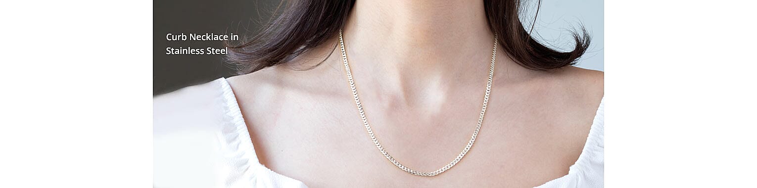 Curb Necklace in Stainless Steel Banner