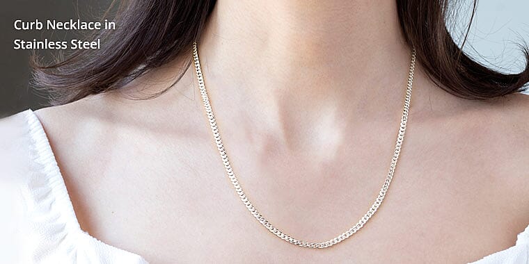 Curb Necklace in Stainless Steel Banner