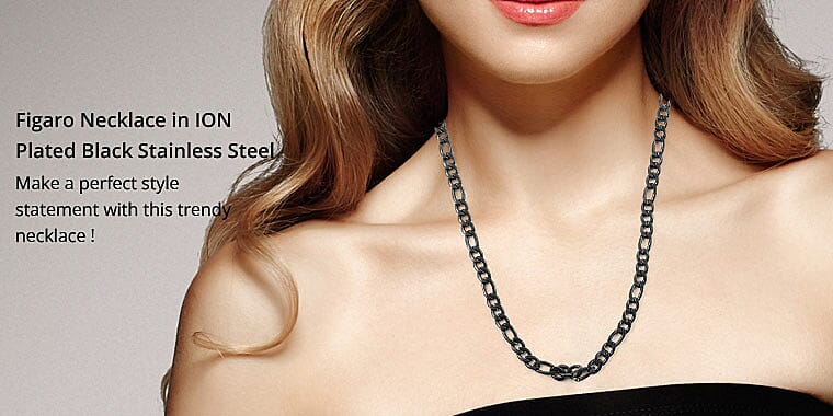 Figaro Necklace in ION Plated Black Stainless Steel Banner