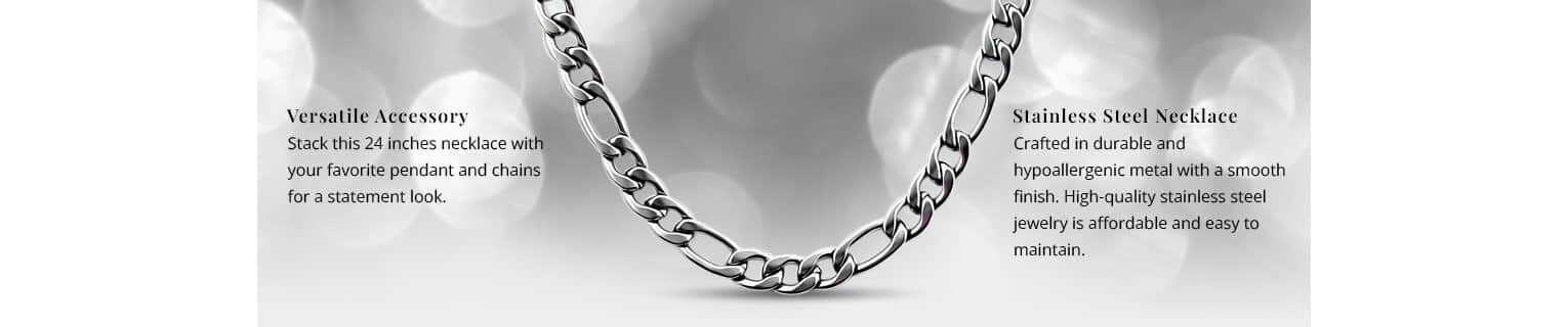 Buy Figaro Chain Necklace in Stainless Steel (24 inches) 55.70 