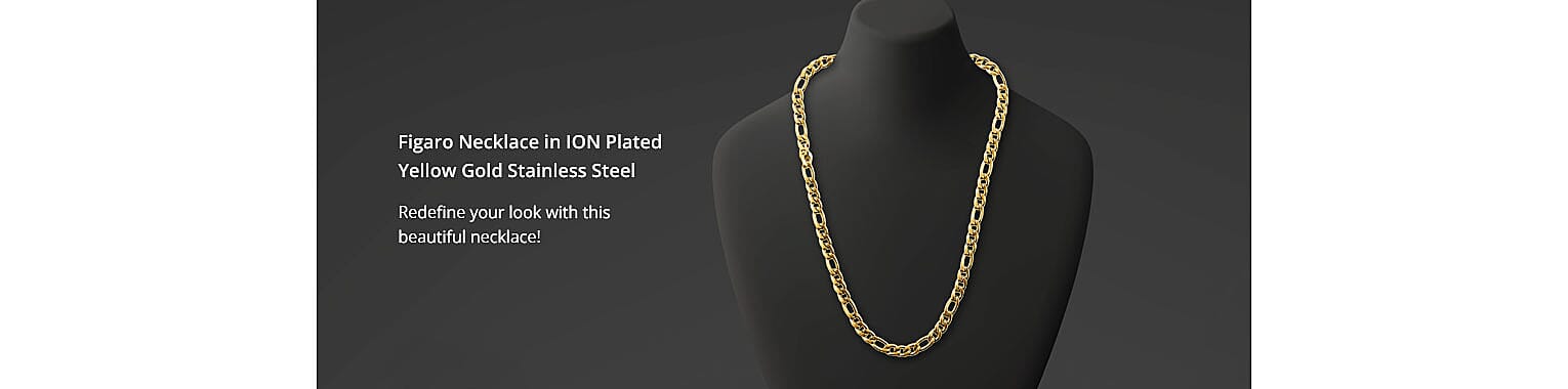 Figaro Necklace in ION Plated Yellow Gold Stainless Steel Banner