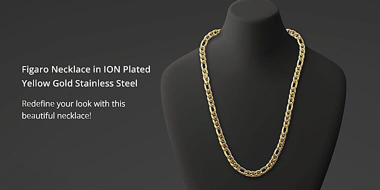 Figaro Necklace in ION Plated Yellow Gold Stainless Steel Banner
