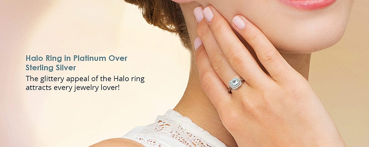 Halo Ring in Platinum Over Sterling Silver Banner