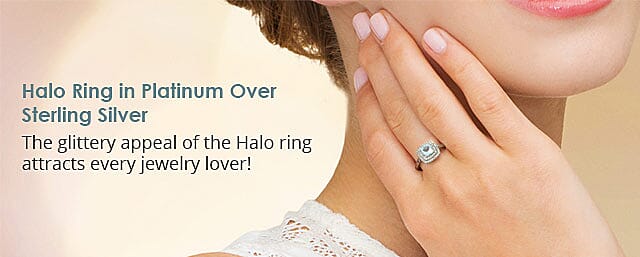 Halo Ring in Platinum Over Sterling Silver Banner